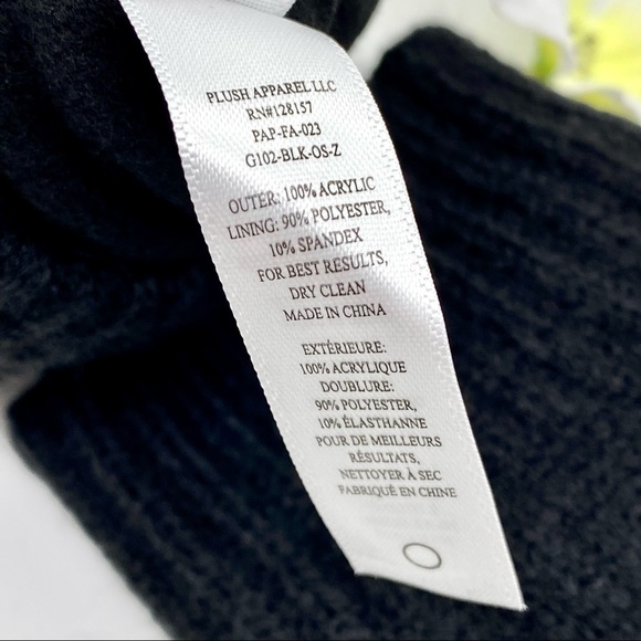 NWT Plush Fleece-Lined Texting Fingerless Mittens in Black, OS - Picture 12 of 15